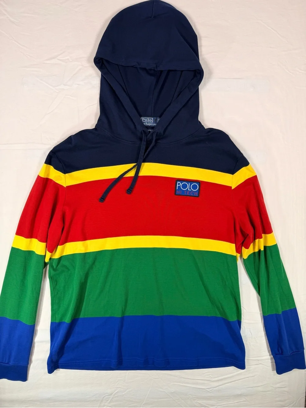 Polo Ralph Lauren Hi Tech Hoodie Men’s Large Colorblock Striped Classic Fit